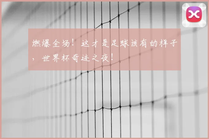 燃爆全场！这才是足球该有的样子，世界杯奇迹之夜！